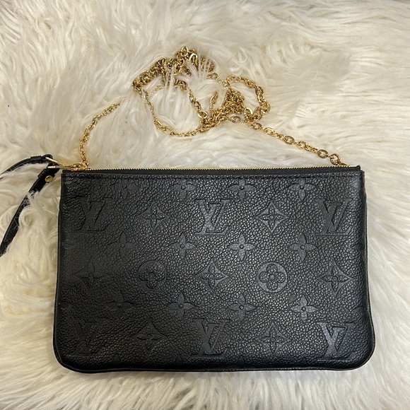 Authentic Louis Vuitton Double Pochette Empriente Noir - Picture 3 of 14